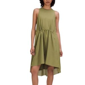 lululemon athletica Olive Green high neck Sleeveless High-Low Drawcord Dress